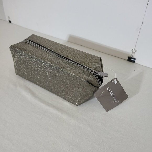 Ulta Beauty Grey Gray Glitter Cosmetic Makeup Bag-Rectangle-Pouch Travel case - Picture 2 of 7